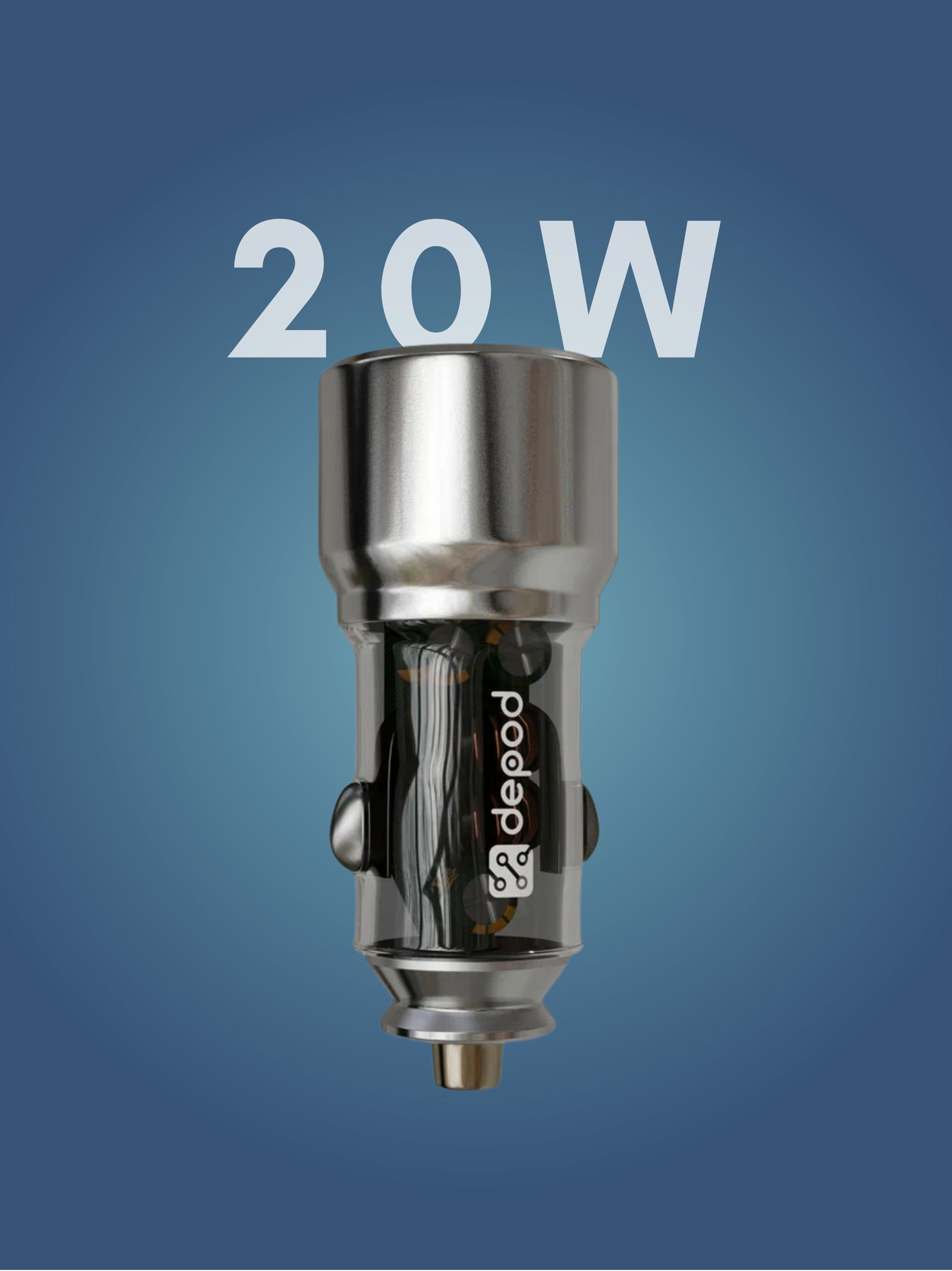 Автомобильное зарядное устройство DEPOD Limpid DCA-001, 20W+18W